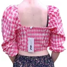 Női S-es rózsaszín kockás top jellegű blúz - FB Sister - ÚJ