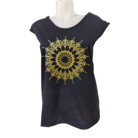 Női S-es fekete mandalamintás póló - ÚJ