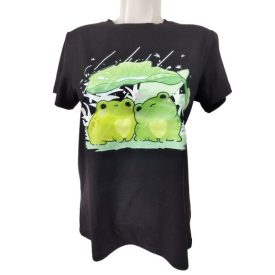 Női S-es fekete békás póló - Romwe - ÚJ