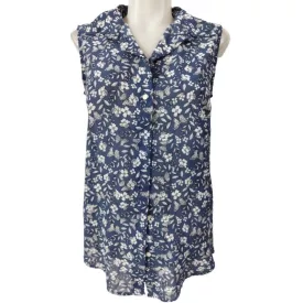 Női S-es kék virágos ujjatlan blúz - H&M