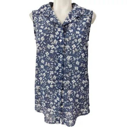 Női S-es kék virágos ujjatlan blúz - H&M
