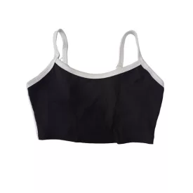 Női XS-es fekete-fehér pántos bordás top - Shein
