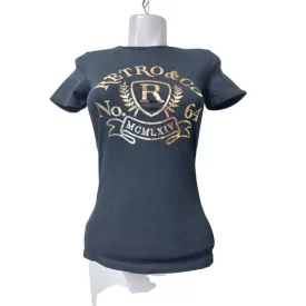   Női XS-es fekete póló arany felirattal - Retro Jeans - ÚJ
