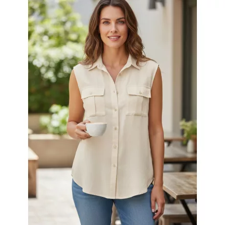 Női S-es drapp lenge ujjatlan blúz - River Island