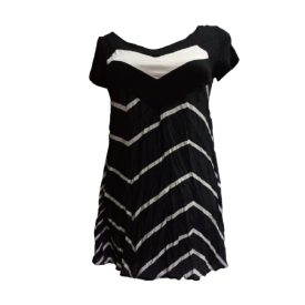   Női S-es fekete-drapp csíkos tunika jellegű felső - Magenta