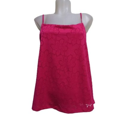Női 36-os (S) pink áttört mintás pántos póló - Janina - ÚJ