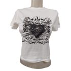 Női XS-es fehér szív mintás v-nyakú top, póló - Shein - ÚJ