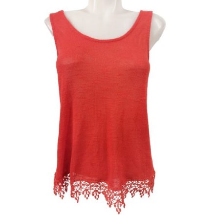 Női S-es piros csipkés aljú ujjatlan felső - C&A