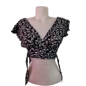 Női S-es fekete virágos top - Amisu