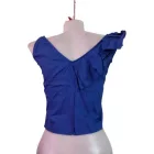 Női S-es kék elöl cipzáros fodros top - H&M