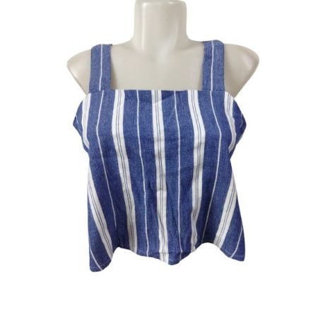 Női S-es farmerkék-fehér csíkos pántos top - Only