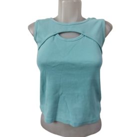 Női S-es türkiz bordás ujjatlan póló - Reserved