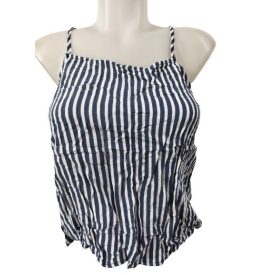 Női S-es kék-fehér csíkos pántos top - H&M