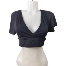 Női S-es fekete átlapolós felső, top - H&M