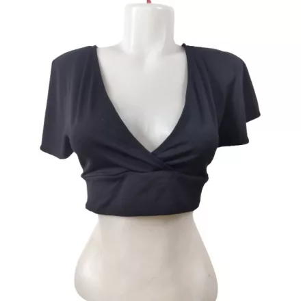 Női S-es fekete átlapolós felső, top - H&M