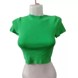 Női S-es zöld finomkötött top, haspóló - Zara