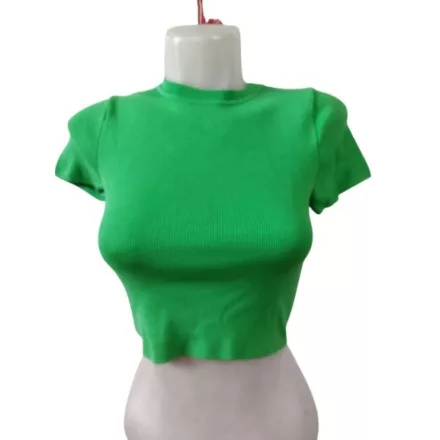Női S-es zöld finomkötött top, haspóló - Zara