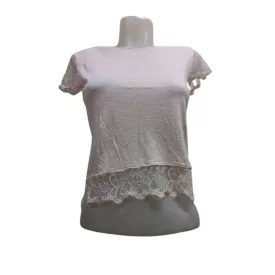 Női XS-es rózsaszín csipkés ujjú póló - H&M