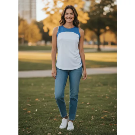 Női XS-S-es fehér-kék ujjatlan póló, sportpóló - Adidas