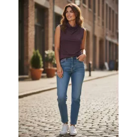 Női S-es padlizsánlila ujjatlan elegáns felső - H&M