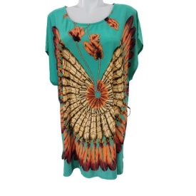   Női S-M-es (de oversized, így kb mindenkire jó) méretű zöld tollas bohém felső - Metrofive