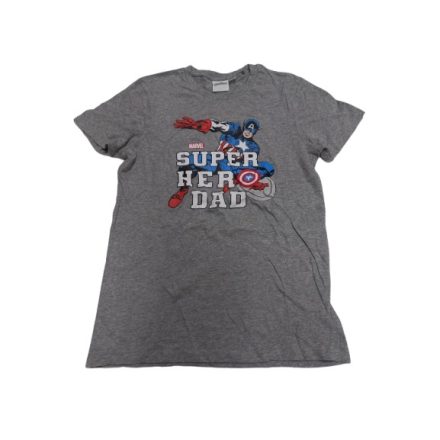 Férfi S-es szürke póló - Amerika Kapitány - Super Dad - ÚJ