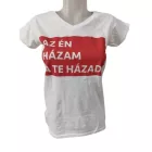 Női M-es fehér feliratos póló - Gildan