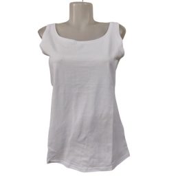   Női M-es fehér ujjatlan pamut póló, trikó - Janina - ÚJ