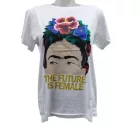 Női M-es fehér póló - Frida Kahlo - ÚJ