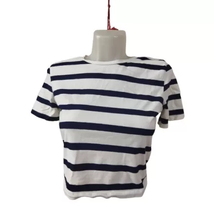 Női M-es fehér-kék tengerészcsíkos top, haspóló - Zara
