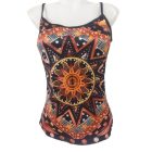 Női M-es fekete-narancssárga napos pántos póló - ÚJ