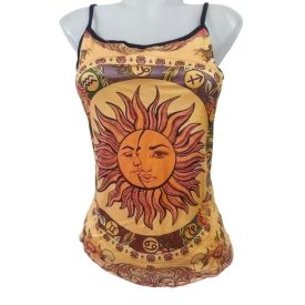 Női M-es narancssárga napos pántos póló - ÚJ