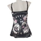 Női M-es fekete koponyás-pillangós pántos póló - ÚJ