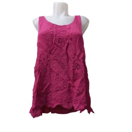 Női M-L-es pink madeirás ujjatlan blúz - SusyMix
