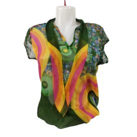 Női M-es zöld mintás lenge blúz - Desigual