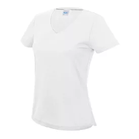   Női M-es Just Cool női V-nyakú sport póló (JC006) - Arctic White - ÚJ