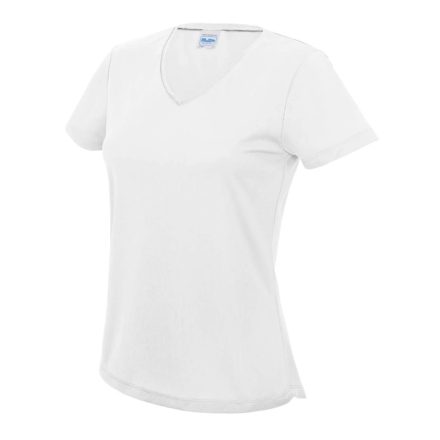 Női M-es Just Cool női V-nyakú sport póló (JC006) - Arctic White - ÚJ