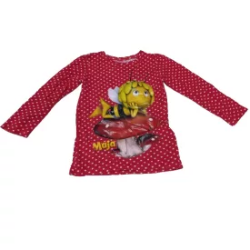   110-es piros alapon fehér pöttyös pamutfelső - Maja a méhecske