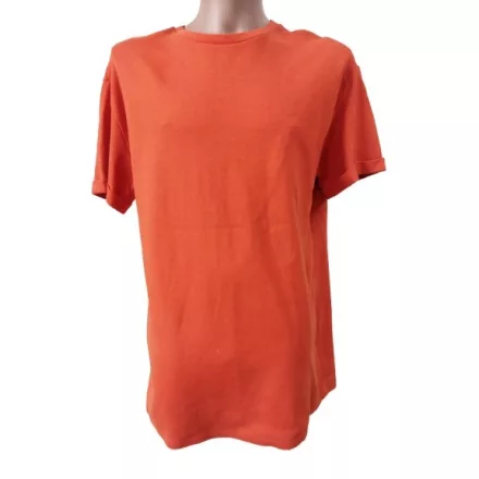 Női L-es narancssárga rövid ujjú vastagabb felső, oversized póló - Zara