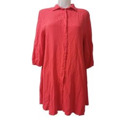 Női L-es piros hosszított feles ujjú blúz - Janina - ÚJ