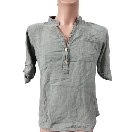 Női L-XL-es khaki lenes nyári blúz