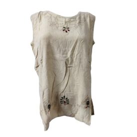 Női 3XL-es drapp lenes felső, blúz - Linbaba - ÚJ