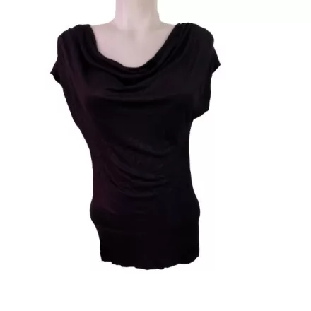 Női M-es fekete enyhén csillogó elegáns ujjatlan felső