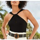 Női L-es fekete nyári póló, felső - Orsay - ÚJ