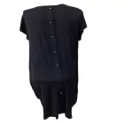 Női L-XL-es fekete strasszos zebrás feliratos, hátul gombos póló - Miss Kiss
