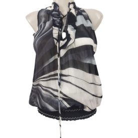 Női L-XL-es fehér-fekete ujjatlan blúz - Res Queen - ÚJ