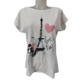   Női L-es fehér városos póló - Párizs - Eiffel torony -  Orsay