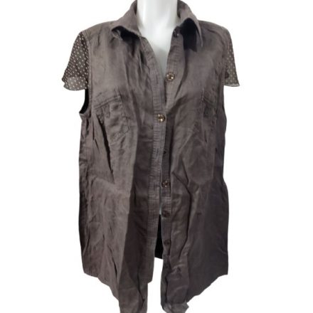 Női 3XL-es barna ujjtalan hosszított blúz - Ulla Popken