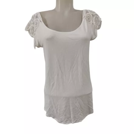 Női XXL-es fehér csipkés vállú póló - Armani Jeans