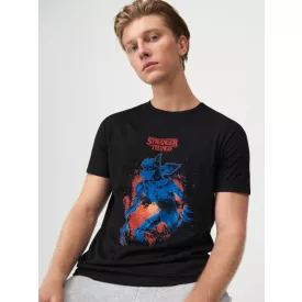 Férfi XXL-es fekete póló - Stranger Things - ÚJ